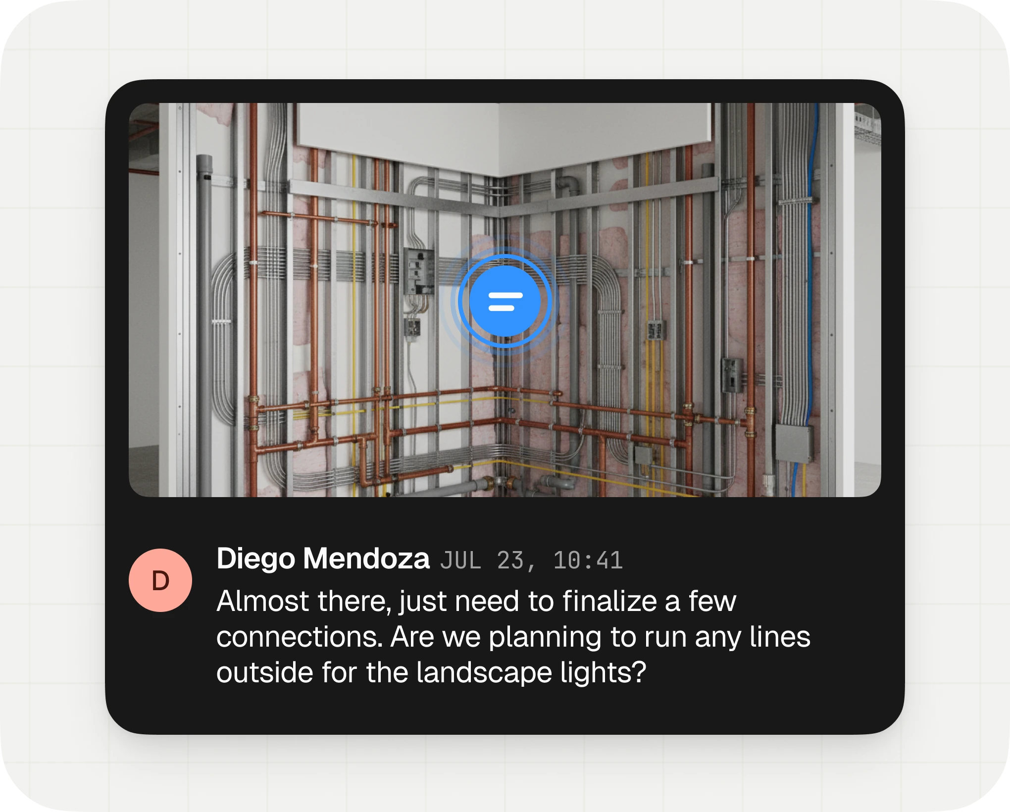 Foreal 3D capture documenting utilities before walls are closed