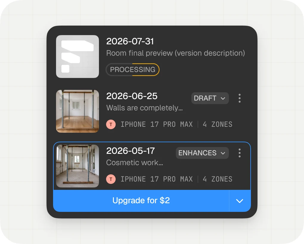 Foreal timeline comparing 3D captures across project visits